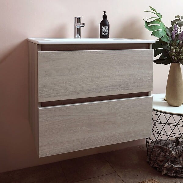KIAMAMI VALENTINA - Les Meubles De Salle De Bain 60 Cm À Tiroirs Modèle Berlin Elm Leone Basin D'éclairage À Led - large