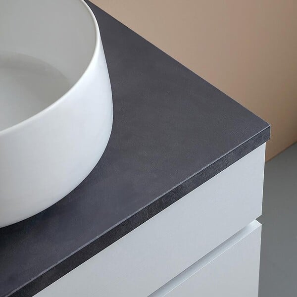 KIAMAMI VALENTINA - Meuble De Salle De Bains Suspendu 60Cm Avec Tiroir Blanc Et Dessus Anthracite | Sole - large