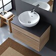 KIAMAMI VALENTINA - Meuble De Salle De Bains Suspendu 80Cm Avec Plateau En Bois Anthracite Pour Lavabo À Poser | Sole - vignette