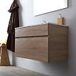 KIAMAMI VALENTINA - Meuble De Salle De Bain Suspendu 80 Cm En Chêne Well | Sole - vignette