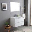 KIAMAMI VALENTINA - Meuble Salle De Bain Suspendu 80Cm Blanc Avec Lavabo Et Miroir | Bilbao - vignette