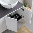 KIAMAMI VALENTINA - Meuble De Salle De Bains Suspendu 120Cm Blanc Bois Avec Plateau Anthracite Et Miroir | Bilbao - vignette