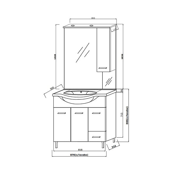 KIAMAMI VALENTINA - Meuble De Salle De Bains De 85 Cm Sur Pieds Chromés Chêne Gris | Rimini - large