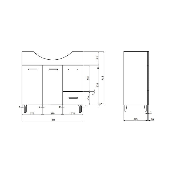 KIAMAMI VALENTINA - Meuble De Salle De Bains De 85 Cm Sur Pieds Chromés Chêne Gris | Rimini - large