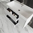 KIAMAMI VALENTINA - Meuble De Salle De Bain Suspendu De 80Cm Blanc Mat Cannelé | Cortina - vignette
