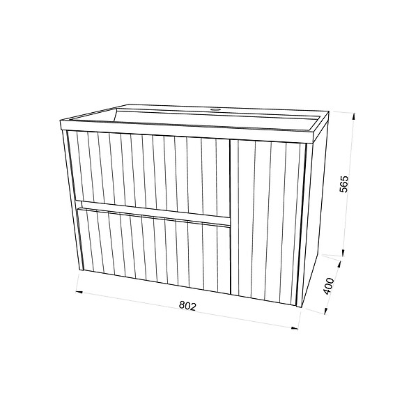 KIAMAMI VALENTINA - Meuble De Salle De Bain Suspendu De 80Cm Blanc Mat Cannelé | Cortina - large