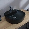 KIAMAMI VALENTINA - Lavabo De Meuble Rond En Céramique Noire Mate - vignette