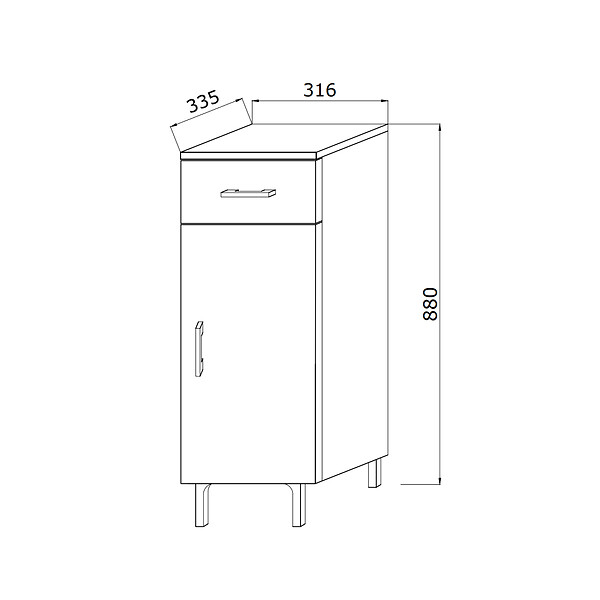 KIAMAMI VALENTINA - 30Cm Armoire Salle De Bain, Porte Et Tiroir Bois Gris | Rimini - large