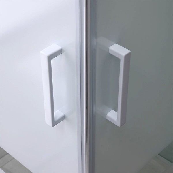 KIAMAMI VALENTINA - Cabine De Douche Angulaire 75X75 Crystal Sérigraphié Profilé Blanc | Venere - large
