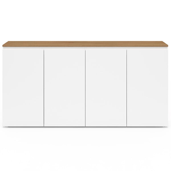 ID MARKET - Buffet 160 cm TOBY 4 portes blanc et plateau bois - large