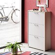 KIAMAMI VALENTINA - Meuble À Chaussures En Bois Teinté Orme Avec 3 Portes Blanches - vignette