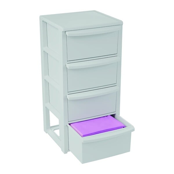 ARTPLAST - Commode 4 tiroirs Blanc - Meuble de Rangement Chambre Bureau Buanderie 39 x 38.5 x H 80.5 cm Art Plast - large