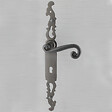 SECURY-T - Poignées de porte fer forgé COQ vieil argent 330X36 mm Trou de clé L - vignette