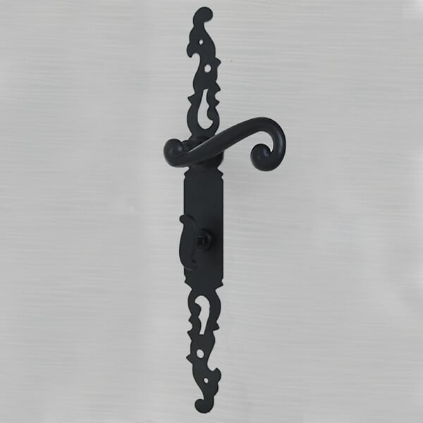 SECURY-T - Poignées de porte fer forgé COQ noir 330X36 mm à condamnation - large