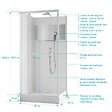 AURLANE - Cabine de Douche Carrée 90x90cm Porte Pivotante - Blanche - Bande Effet Miroir - SQUARE STRIPE - vignette