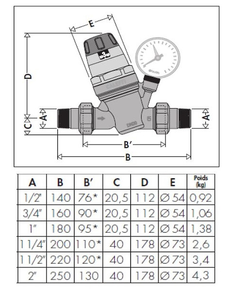 THERMADOR - Réducteur 535 à cartouche démontable - Réf. fab. : R53520 Diam. : 20x27 - large