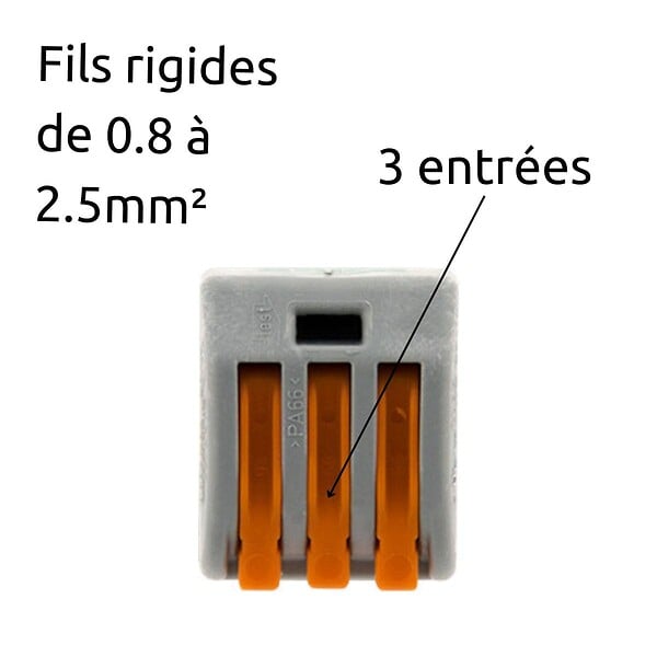 WAGO - Borne rapide automatique à cliquet S222 - 3 entrées - Wago - large