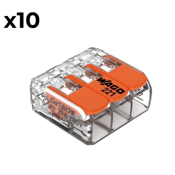 WAGO - Sachet de 10 bornes 3 entrées série 221 - Wago - large