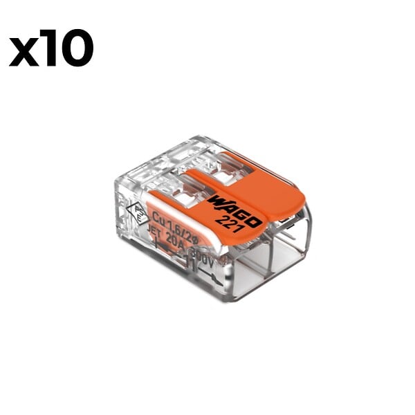 WAGO - Sachet de 10 bornes 2 entrées série 221 - Wago - large