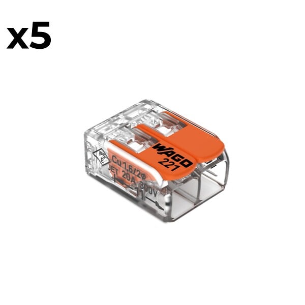 WAGO - Sachet de 5 bornes 2 entrées série 221 - Wago - large