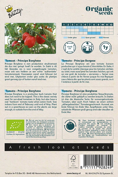 ARBORIX - Buzzy Organic Tomate Principe Borghese - Bio Semences - Ca. 0,2 gr (Livraison Gratuite) - large