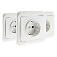 ZENITECH - 3 prises 16A avec terre avec plaques à encastrer - schuko - Blanc - Antaria - vignette