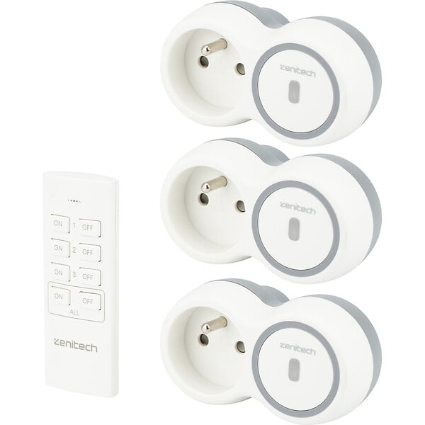 ZENITECH - Pack de 3 prises 2300W + télécommande - Blanc - Bolea - Zenitech - large