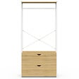 ID MARKET - Dressing penderie 2 tiroirs L. 80 cm DETROIT design industriel bois et métal blanc - vignette