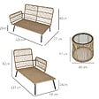 OUTSUNNY - Salon de jardin d'angle 4 pers. style colonial table basse coussins grand confort inclus résine tressée beige - vignette