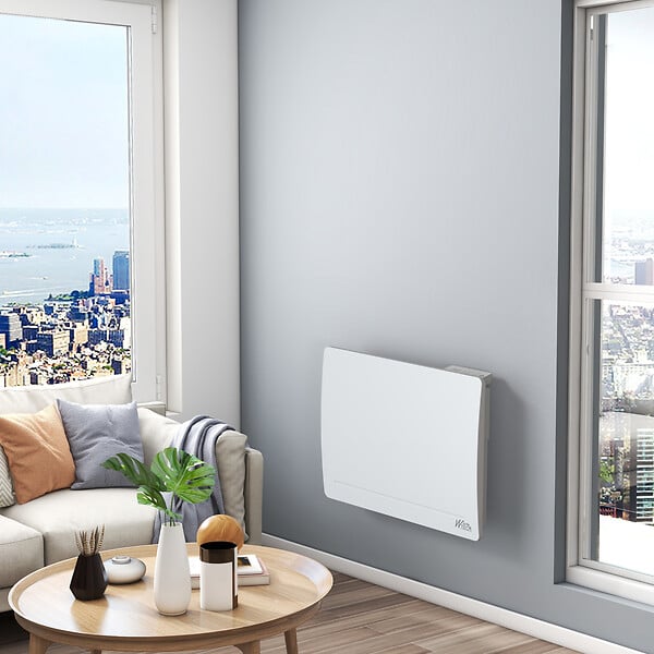 WARM TECH - Radiateur inertie fonte 1000 W - IP24 - NF - Fil pilote 6 ordres. - large