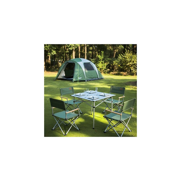 O'CAMP - Lot de 2 tables à lattes de camping - Housse de transport inclus - 70 x 70 x 70 cm - large