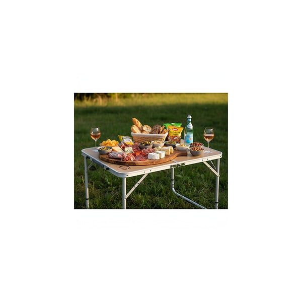O'CAMP - Table de camping pliable 4 places - Forme valise - Dimensions : 80 x 60 x 70 cm - large