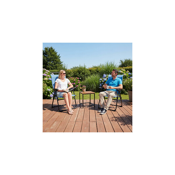 O'CAMP - Fauteuil de camping 5 positions pliable - Bleu - Dimensions : 70 x 62 x 105 cm - large