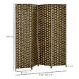 HOMCOM - Paravent intérieur 4 panneaux pliables séparateur de pièce bois de peuplier fibres de papier tressée chocolat paille - vignette