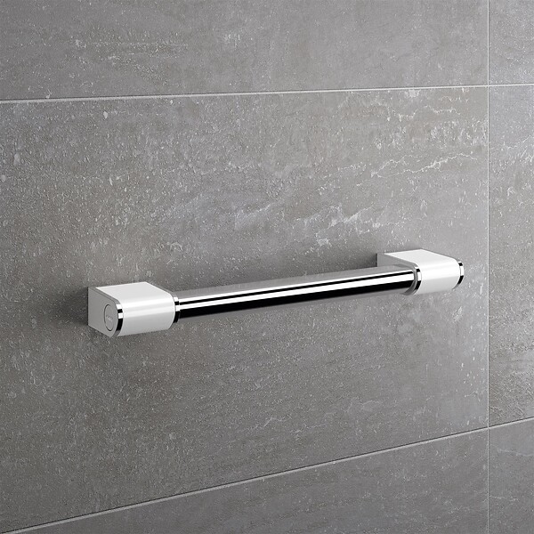 AKW - Barre d'appui ONYX 2 en aluminium - Longueur : 450 mm - chromé brillant et blanc mat - large