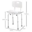 HOMCOM - Chaise de douche siège de douche ergonomique hauteur réglable pieds antidérapants charge max. 136 Kg alu HDPE blanc - vignette
