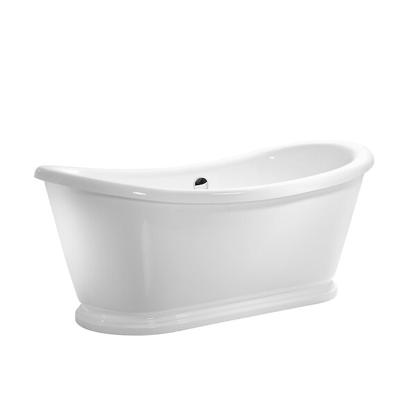 ROGIER & MOTHES - Baignoire îlot rétro sur socle ovale PITTSBURGH Blanche 177 cm - large