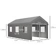 OUTSUNNY - Tente garage carport dim. 6L x 2,95l x 2,78H m acier galvanisé PE haute densité 2 portes 6 fenêtres gris - vignette