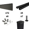 DECKLINEA - Kit Clôture Composite RIO Anthracite 11x1,8m - Bois composite & Aluminium - Poteaux sur Platines Noir - Brise vue - vignette