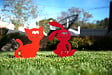 CENTRALE BRICO - Figurine à piquer lapin rouge - 21x18 cm - Acier époxy - vignette