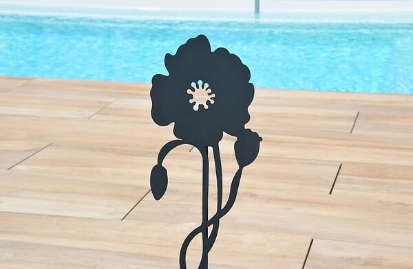 CENTRALE BRICO - Déco en métal à planter Coquelicot - 22x70 cm - anthracite - large