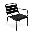 OVIALA - Lot de 2 fauteuils relax avec repose-pieds en métal Noir - Palavas - vignette