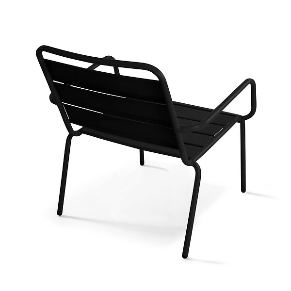 OVIALA - Lot de 2 fauteuils relax avec repose-pieds en métal Noir - Palavas - large