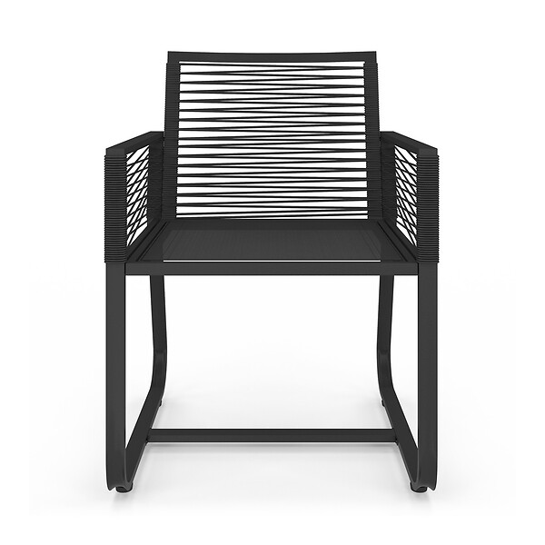 ID MARKET - Lot de 2 fauteuils de jardin ODESSA métal et cordage noir - large