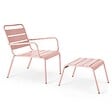 OVIALA - Fauteuil relax et repose pied en métal Rose poudré - Palavas - vignette
