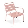 OVIALA - Fauteuil relax et repose pied en métal Rose poudré - Palavas - vignette