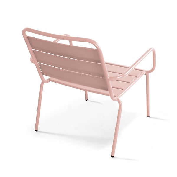 OVIALA - Fauteuil relax et repose pied en métal Rose poudré - Palavas - large