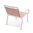OVIALA - Fauteuil relax et repose pied en métal Rose poudré - Palavas - vignette