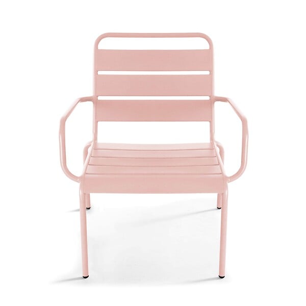 OVIALA - Fauteuil relax et repose pied en métal Rose poudré - Palavas - large