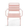 OVIALA - Fauteuil relax et repose pied en métal Rose poudré - Palavas - vignette